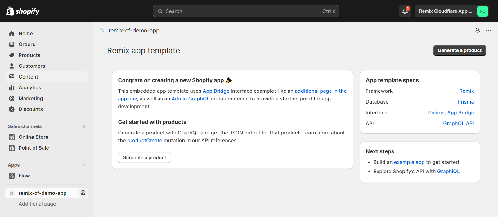 Deploy a Remix+Drizzle Shopify App on Cloudflare Pages, D1 & KV